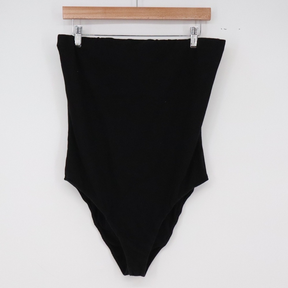 Ambiance Bodysuit Womens 2X Tube Top Black Strapless Stretch Excellent